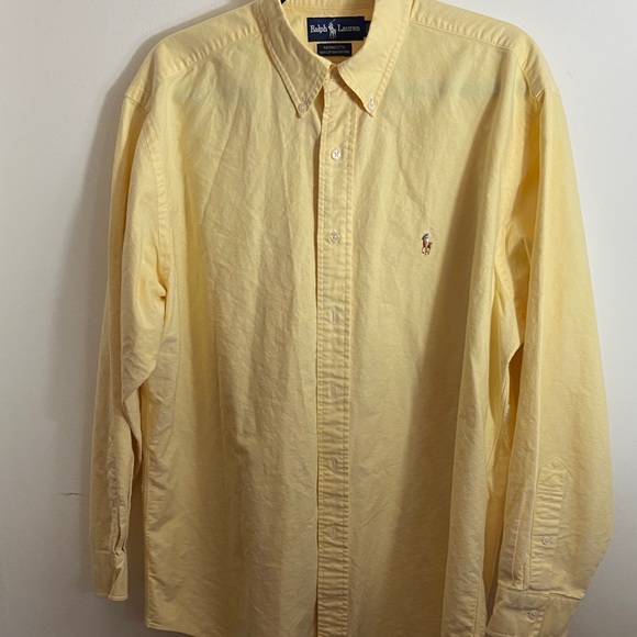 Ralph Lauren Men's Soft Yellow Oxford Cotton Button Shirt Yarmouth 16 1/2-34 - Picture 12 of 17